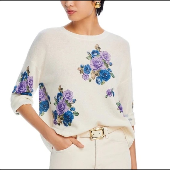 Bloomingdale’s Floral Cashmere Sweater - Picture 2 of 7